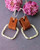 Fair and Square Earrings Western Leather Sterling Small Hypoallergenic