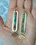 Desert Breeze Turquoise Earrings Gold Brass Frame Long Stick Hypoallergenic Skin Safe