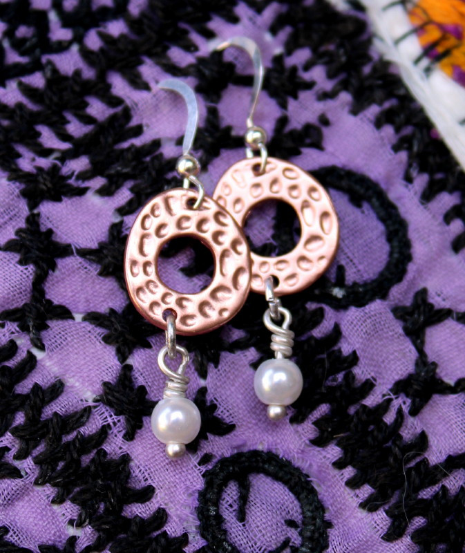 Dimpled Copper Pearl Earrings Ever Designs Jewelry