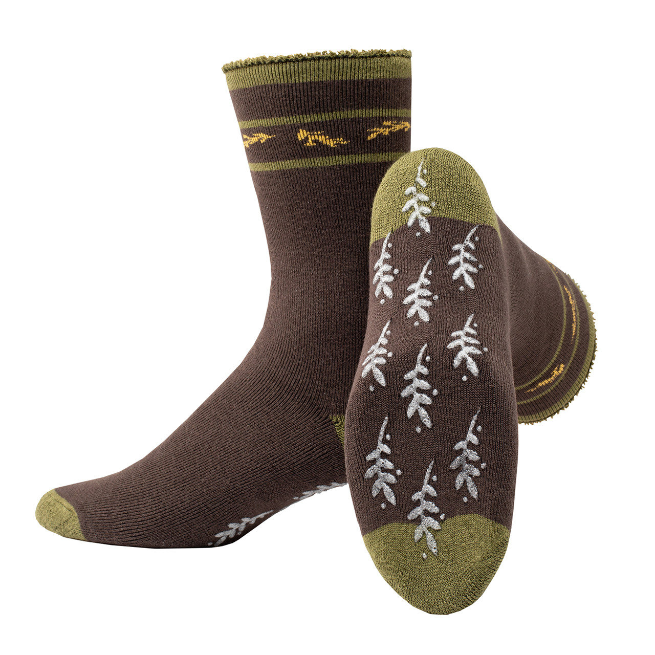 Huggle Socks, Fleece Slipper Crew Socks with Non-Slip Grips, One Size  Unisex, Gray