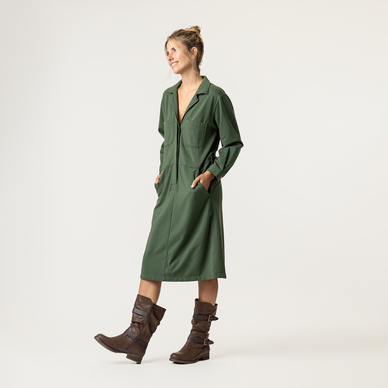 Organic Cotton Workwear Dress by Maggie's Organics - Plum, S