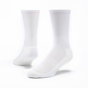 White organic cotton crew sport socks.