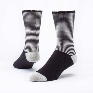 Black striped organic cotton recovery socks. Black striped organic cotton recovery socks.