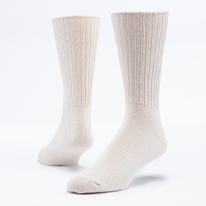 Natural white solid colored organic cotton allergy crew sock. Natural white solid colored organic cotton allergy crew sock.
