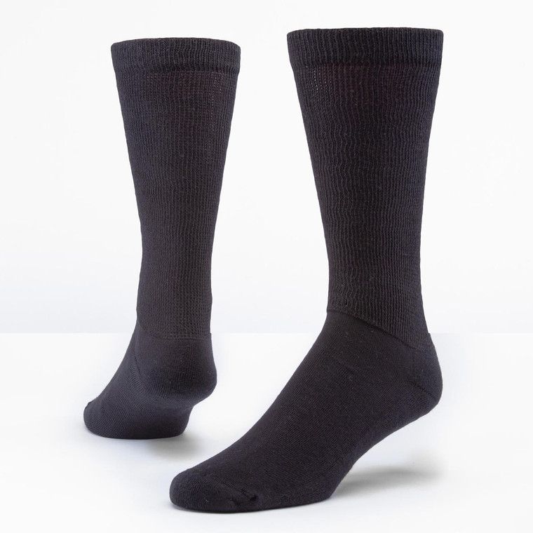 Black solid color organic cotton diabetic socks