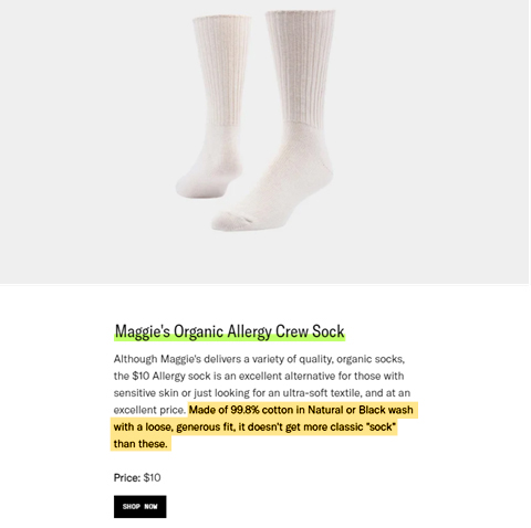 Maggie's Organics $9 Cotton Crews Are the Best White Sock