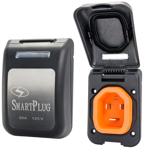 SmartPlug 30 Amp Non Metallic Black Inlet - Boat &amp; RV Side