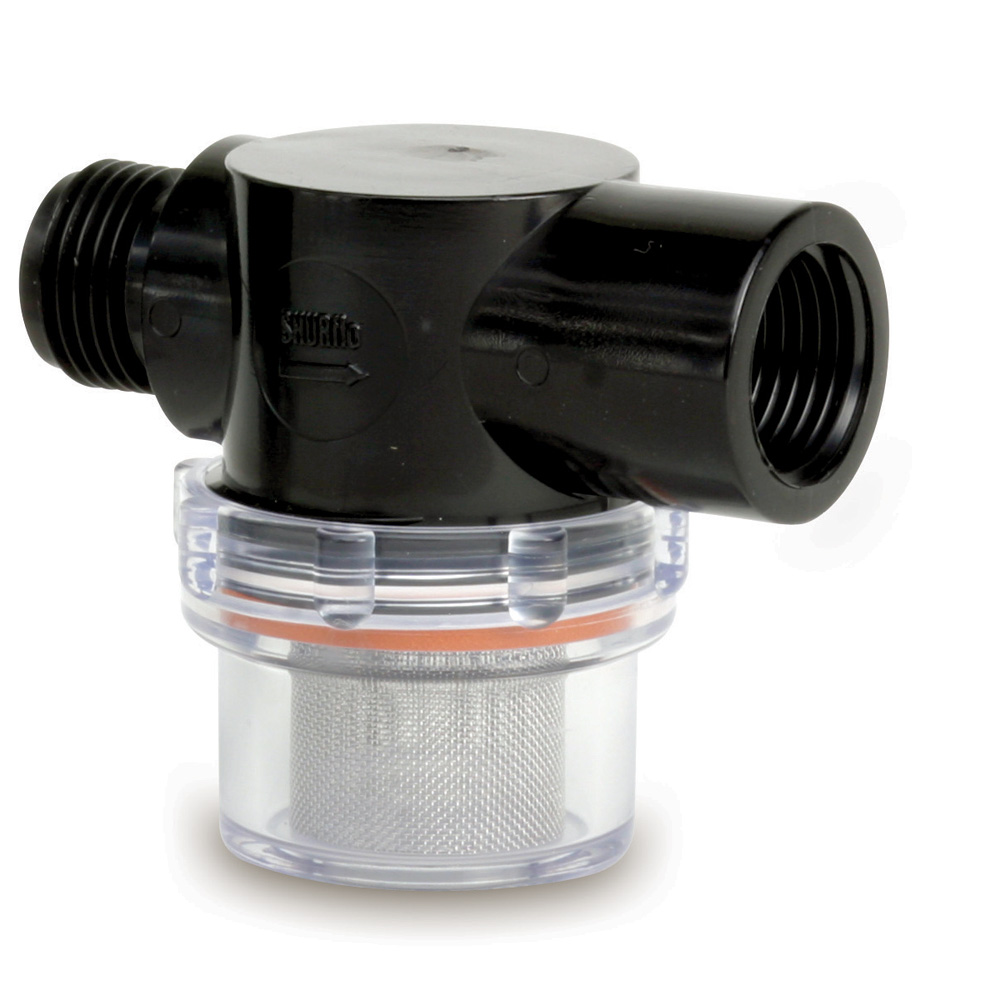 SHURFLO Twist-On Water Strainer - 1/2" Pipe Inlet - Clear Bowl