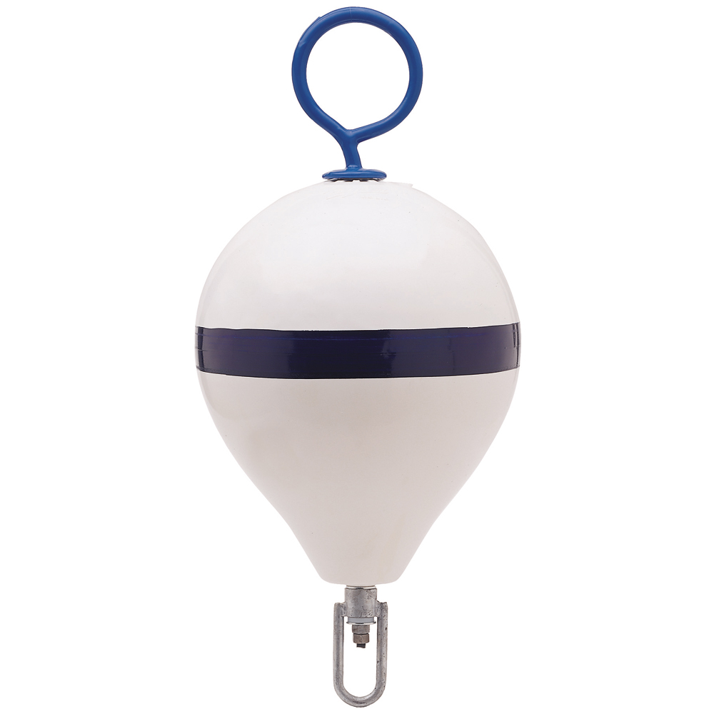 Polyform Mooring Buoy w/Iron 13.5" Diameter - White Blue Stripe