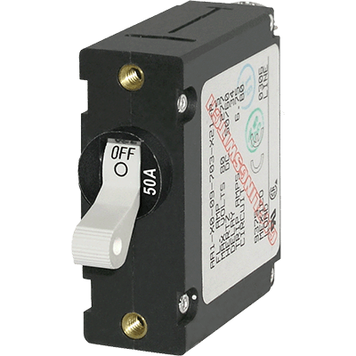 Blue Sea 7230 AC / DC Single Pole Magnetic World Circuit Breaker  -  50 Amp