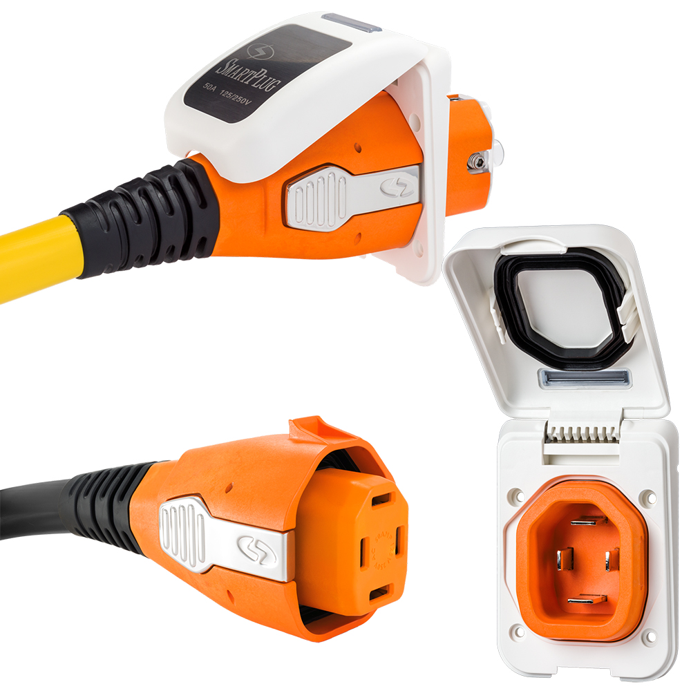 SmartPlug 50 Amp Non Metallic White Inlet &amp; Plug Combo - Boat &amp; RV