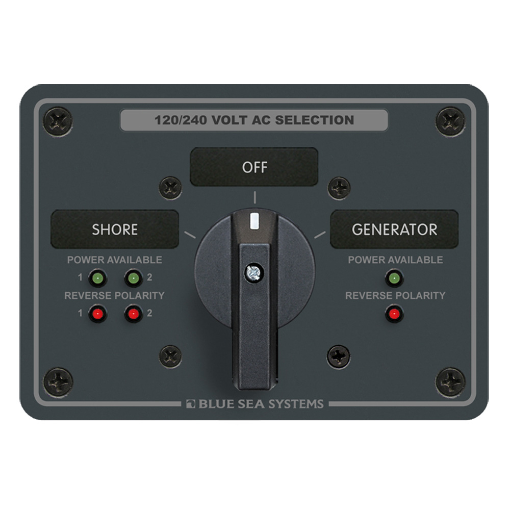 Blue Sea AC Rotary Switch Panel 65 Ampere 2 Positions + OFF, 4 Pole