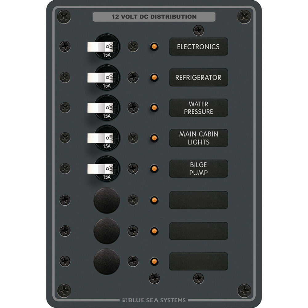 Blue Sea 8023 DC 8 Position Circuit Breaker  (White Switches)