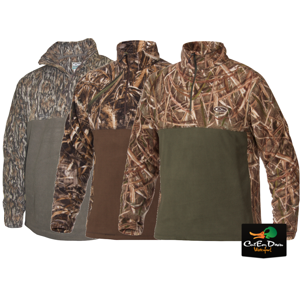 Two Tone Camo Camp Fleece Pullover 14 Zip Two Tone Camo Camp Fleece Pullover 14 Zip