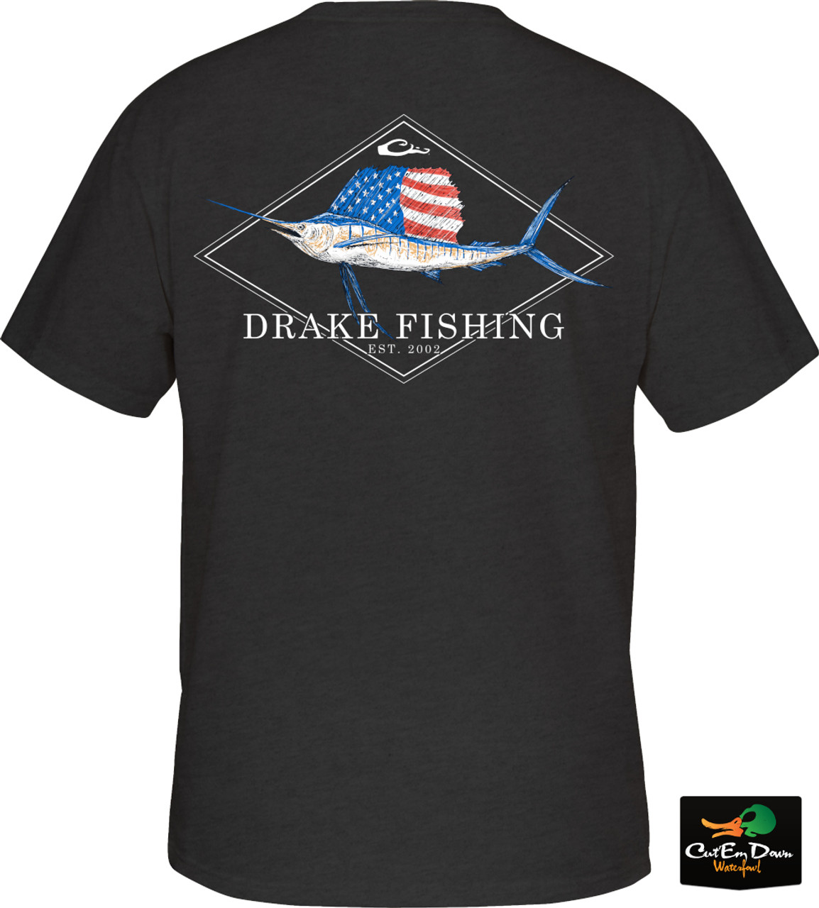 Drake Waterfowl DPF Patriotic Sail T-Shirt Black Heather / Small