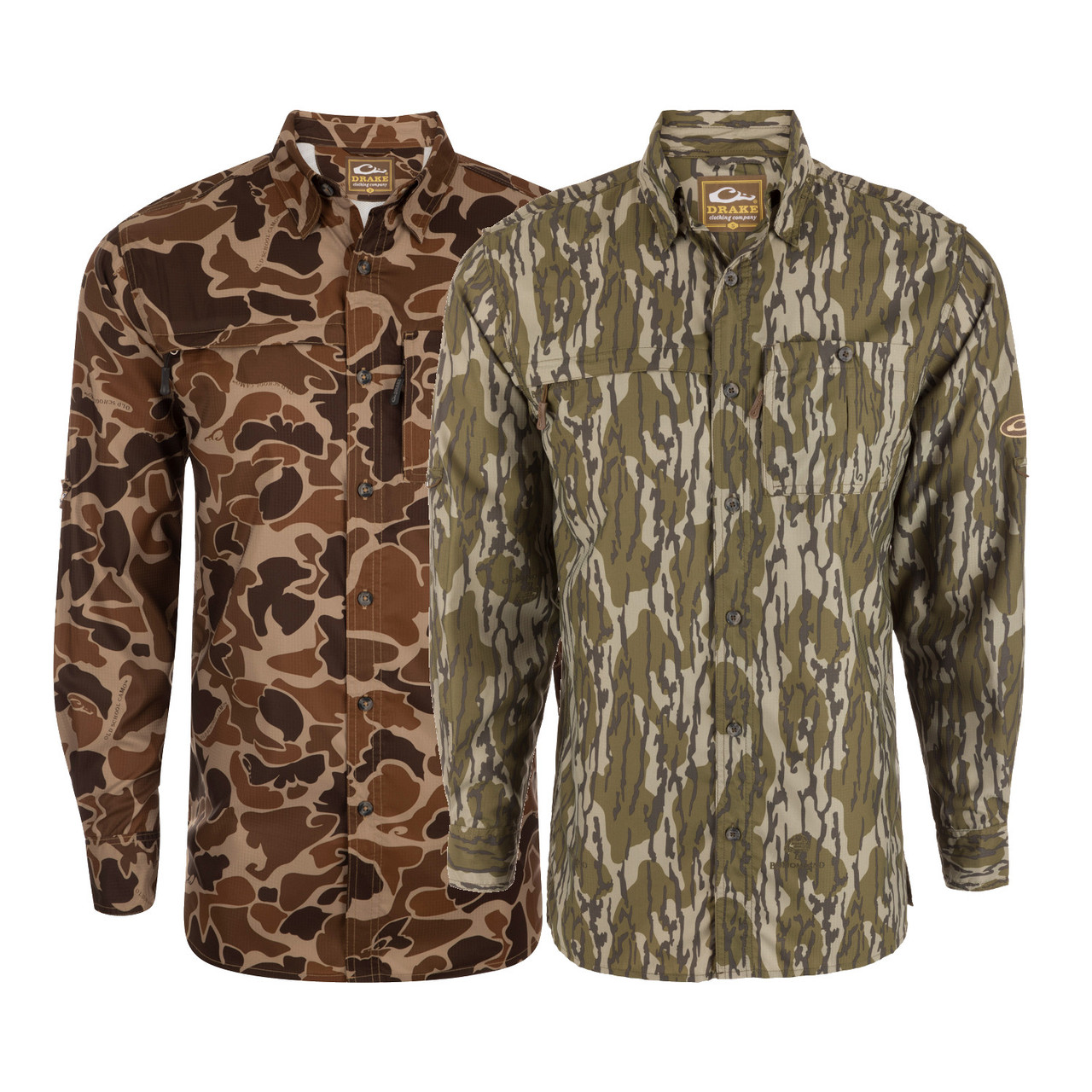 drake waterfowl dress shirts LST Double Down Jac-Shirt - Olive EST (Early Season Technology) for 60F and warmer Wrinkle Drake Waterfowl Frat Seersucker Striped