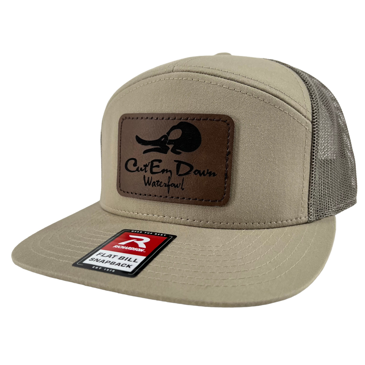 Cut'Em Down Waterfowl RC168 7-Panel Rectangle Patch Hat Pale Khaki