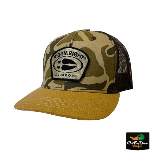 Rig'Em Right Waterfowl - Old School Camo Hat with Hoof Logo