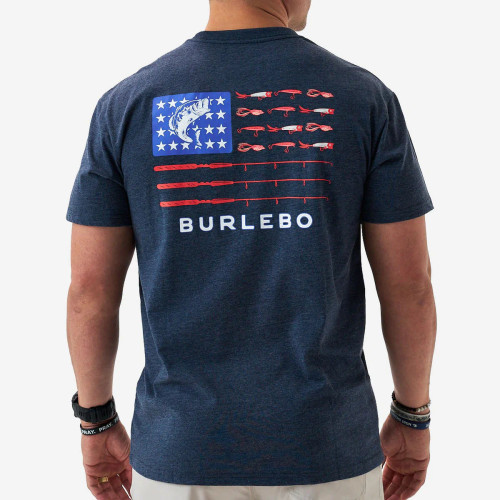 Burlebo Heather Navy Short Sleeve Tee Fishing USA