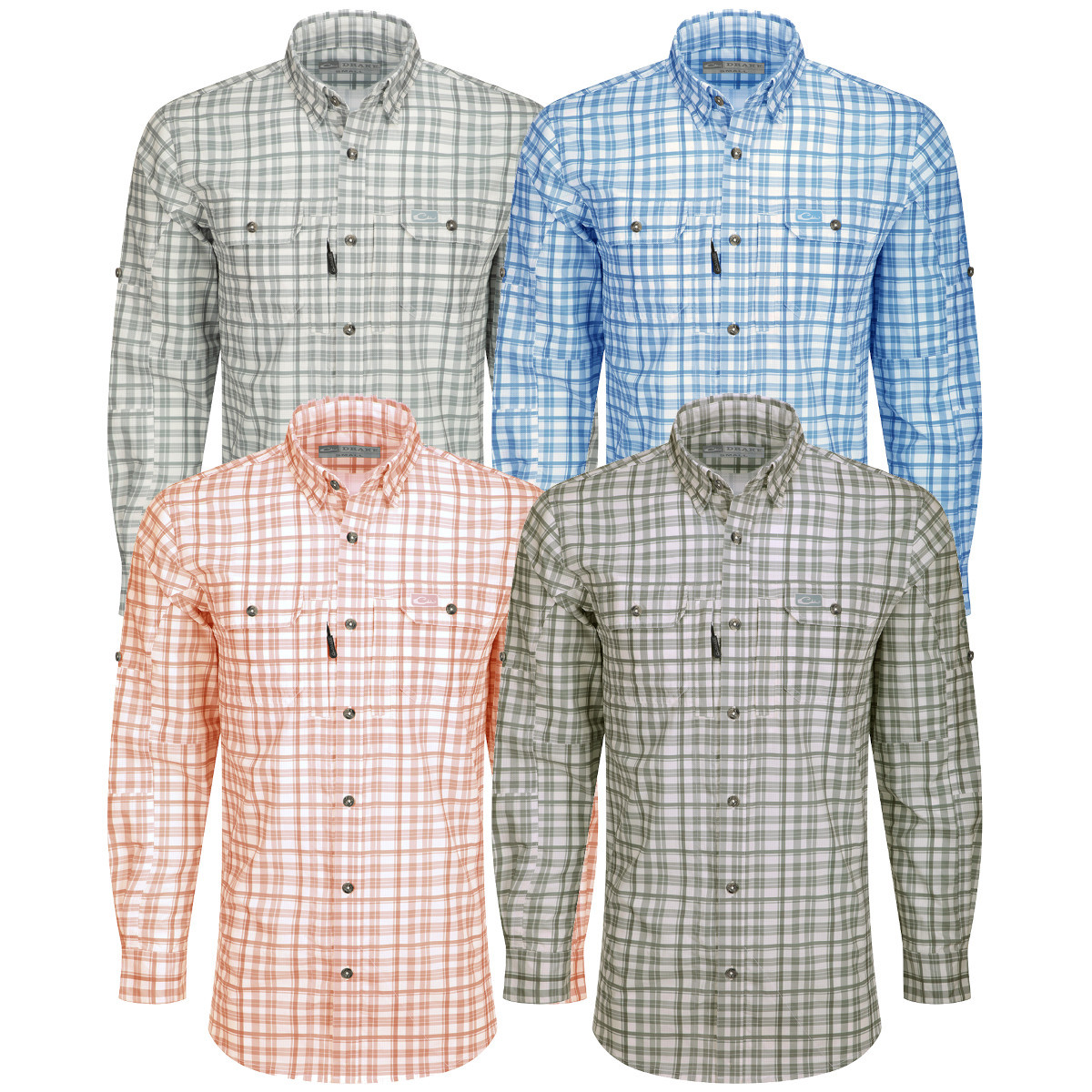 Drake Waterfowl Hunter Creek Window Pane Plaid Long Sleeve Shirt
