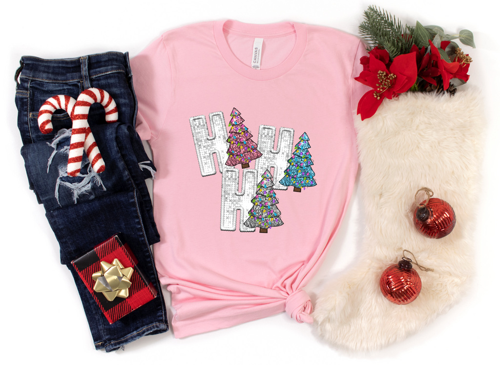 Ho Ho Ho Trees Tee

Christmas, Tree, Ho Ho Ho, Glitter, Fashion, Cute, Holiday, Tee, T-Shirt, Graphic