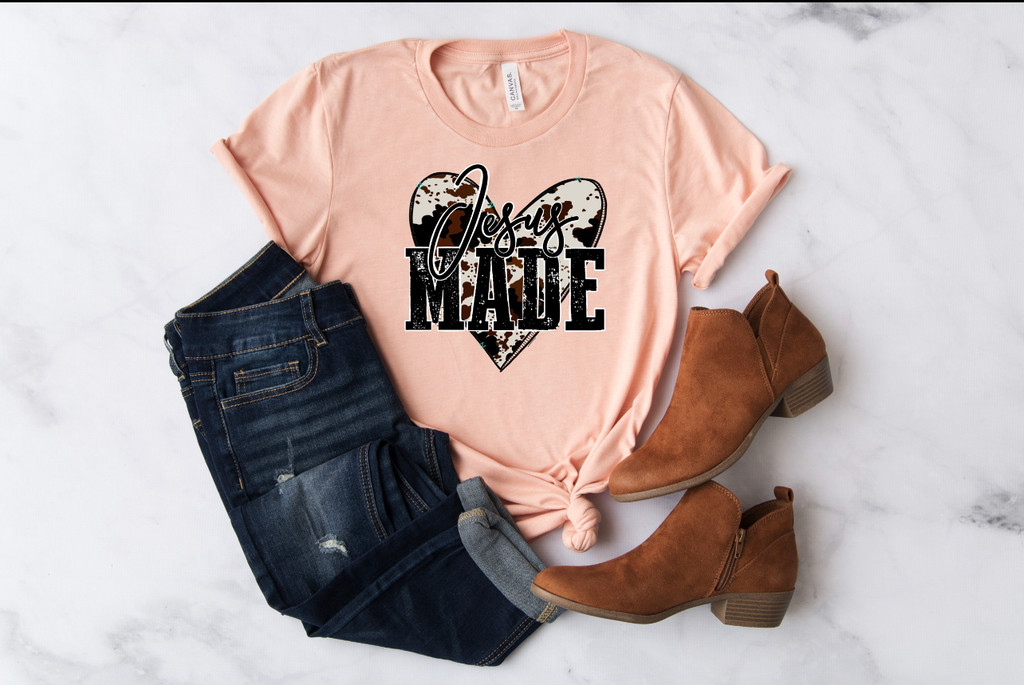 Jesus Made

Jesus, Made, God, Love, Inspirational, Cow, Heart, Tee, T- Shirt, Graphic