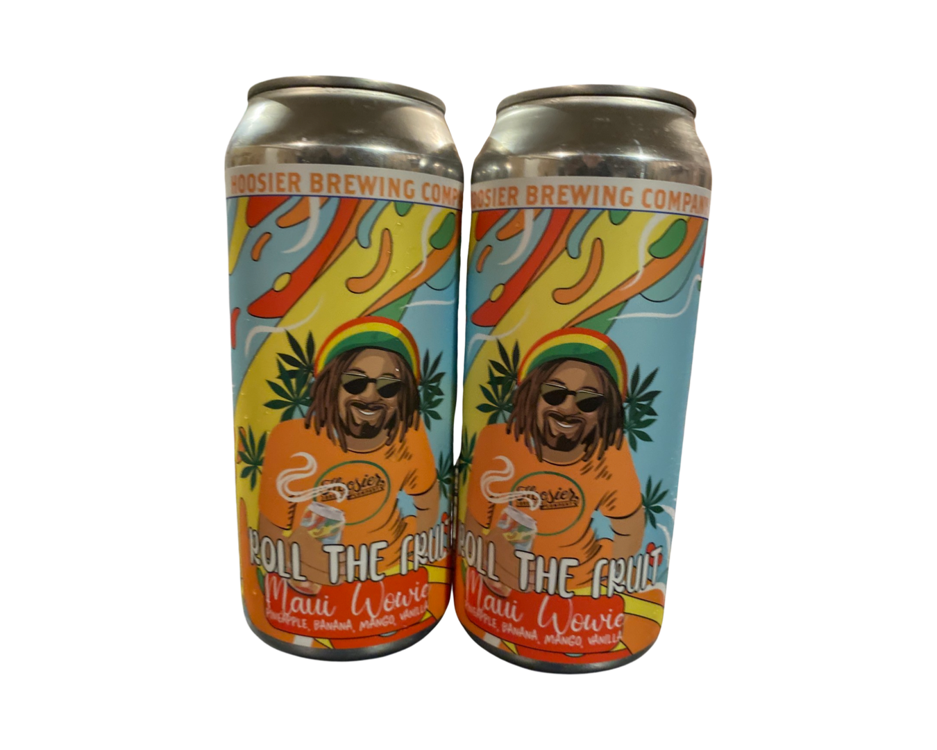 Has Pineapple, Banana, Mango & Vanilla....Hoosier call it a great balance between Sweet & Sour.