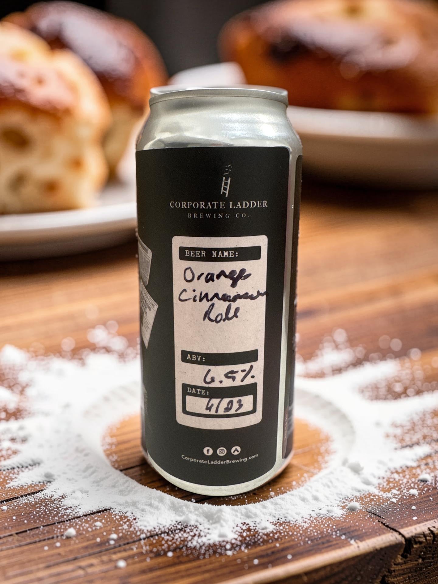 The brewers at Corporate Ladder drew inspiration from an orange Cinnamon roll served with a scoop of vanilla ice cream, featuring a bright orange glaze, soft cinnamon spice, vanilla beans, and creamy vanilla soft serve. Earned 5 stars on Untappd.