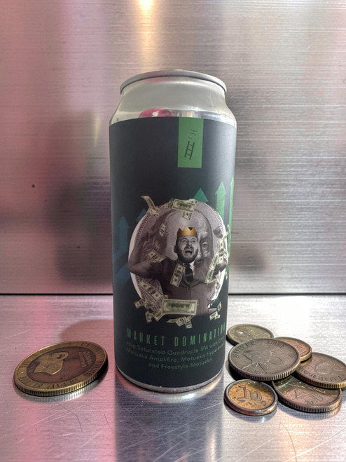 Market Domination is a Hop-Saturated Quadruple IPA brewed with Citra, Motueka Amplifire, Motueka Hyperboost, and Freestyle Motueka.