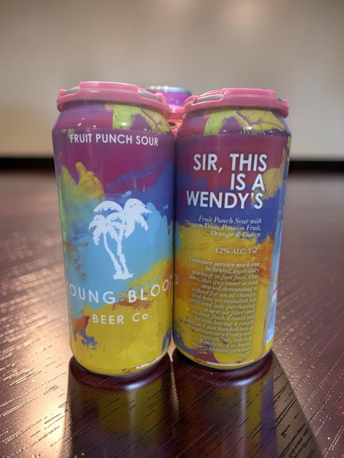 This beer commemorates a story about a guy who walks into a Wendy's complaining about an oil change. A Tropical Punch Sour features a blend of Dragon Fruit, Passion Fruit, Orange & Guava... Awesome combinations for a refreshing tropical taste, even when it's 100 degrees outside.