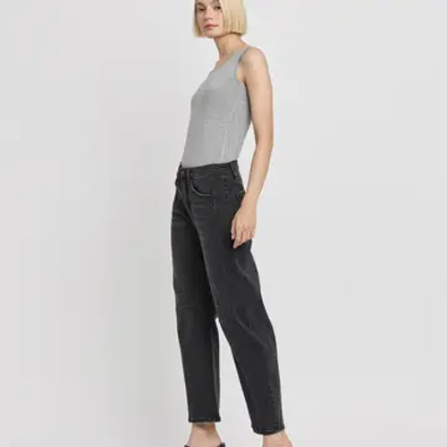 High Rise Ankle Barrel Leg Jeans