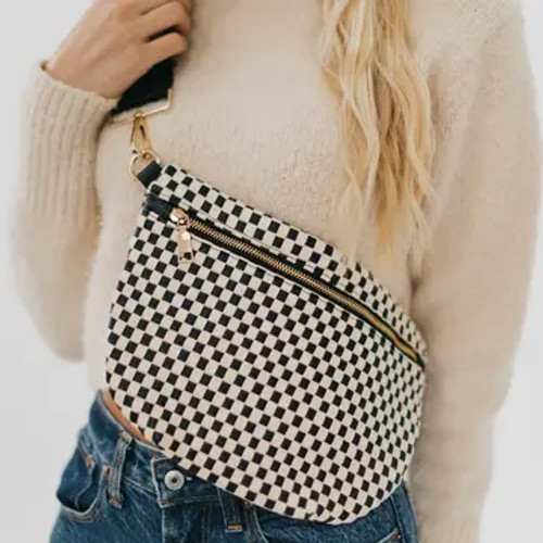 Cross Body Woven Bum B&W