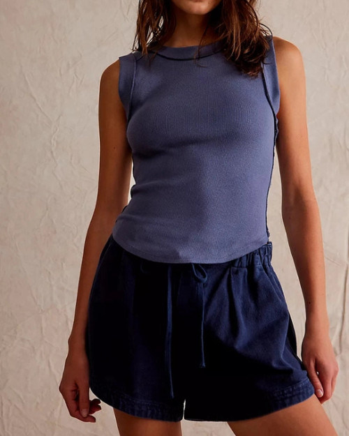 Fitted Stretchy Tank in Blue