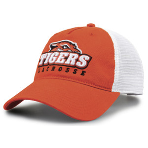 The Game custom soft mesh snap back trucker hat in orange and white