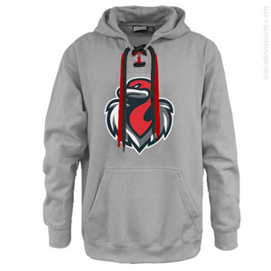 Custom Hockey Lace Neck Hooded Sweatshirts - Grey Custom Hockey Lace Neck Hooded Sweatshirts - Grey