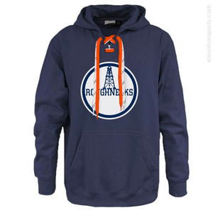 Custom Hockey Lace Neck Hooded Sweatshirts -Navy Custom Hockey Lace Neck Hooded Sweatshirts -Navy