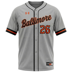 Custom Under Armour Showtime Faux Placket Baseball Jerseys - Front View