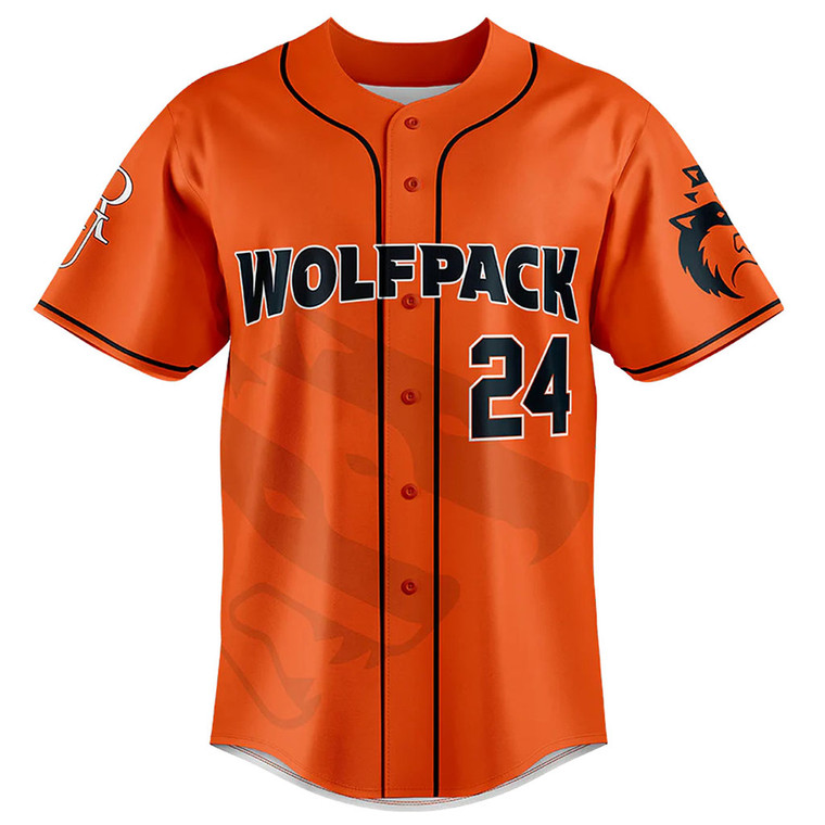 Custom Sublimated Full Button Baseball Jersey - Front View