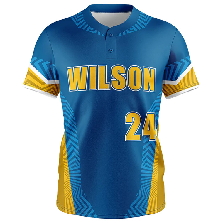 Custom Sublimated 2-Button Baseball Jersey - Front View