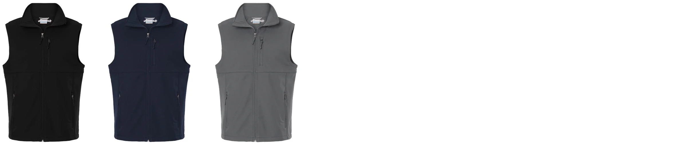 Custom Columbia Ascender II Soft Shell Vest 216510 in black, collegiate navy, and graphite