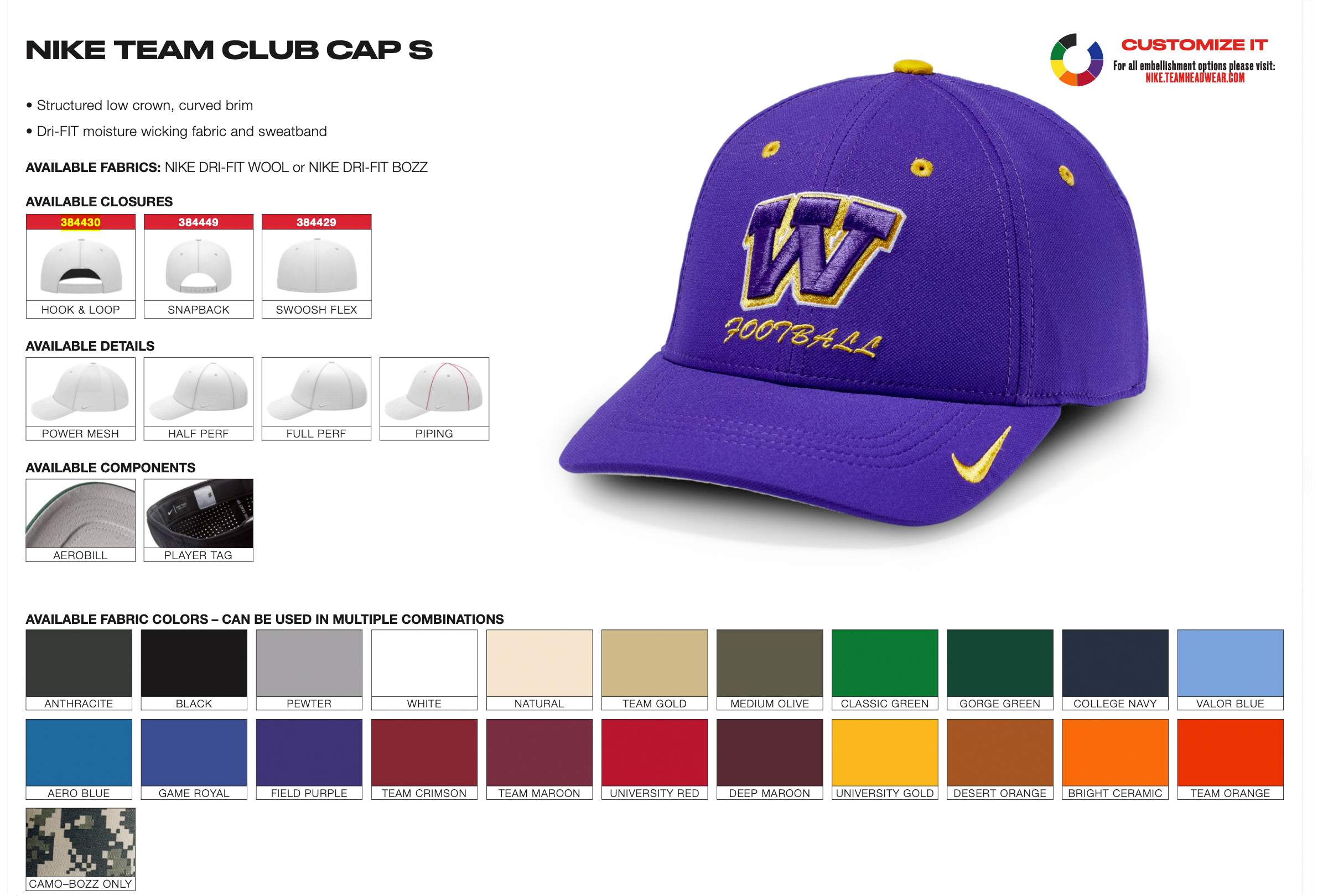 Custom Nike Club Hats - Structured Colors