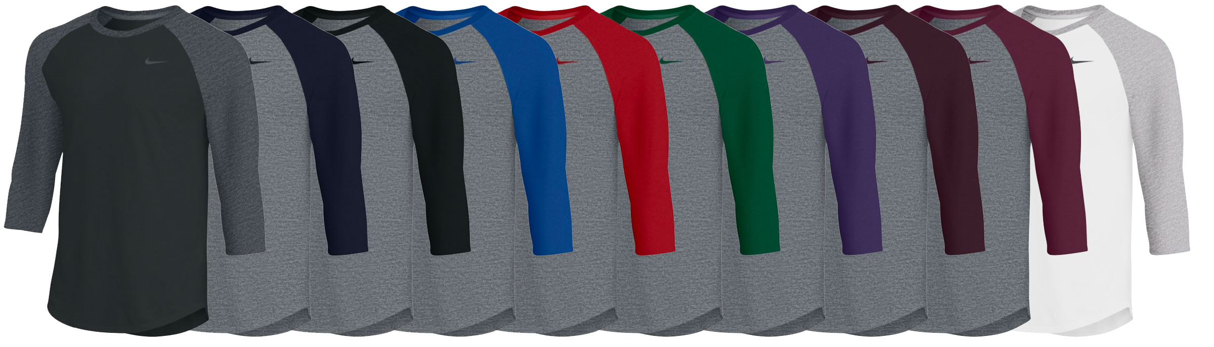 Custom Nike 3/4 Sleeve Baseball T-Shirts