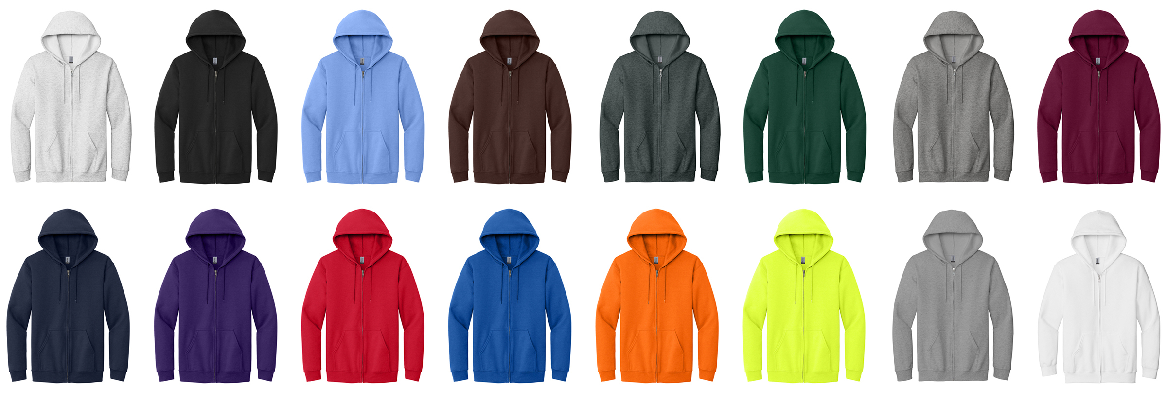 Gildan 8 oz. 50/50 Custom Full-Zip Hoodie Colors