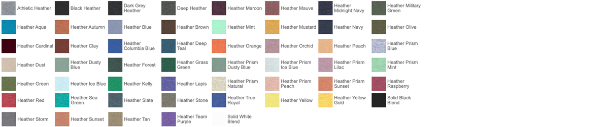 Bella + Canvas Heather CVC Custom T-Shirt Colors
