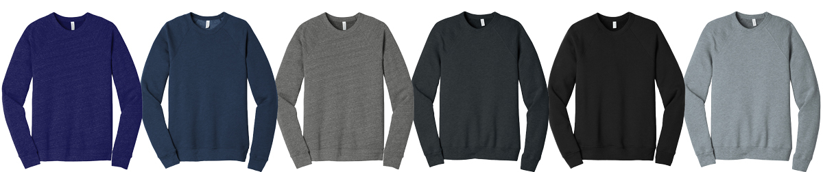 Bella + Canvas Custom Crew Sweatshirt Colors