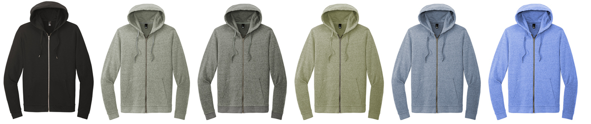 Custom District Tri-Blend Full-Zip Hoodie Colors