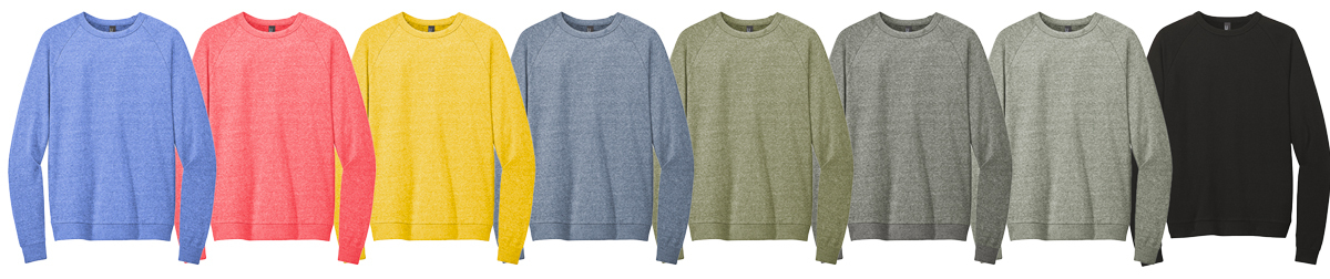 District Tri-Blend Custom Crew Sweatshirt Colors