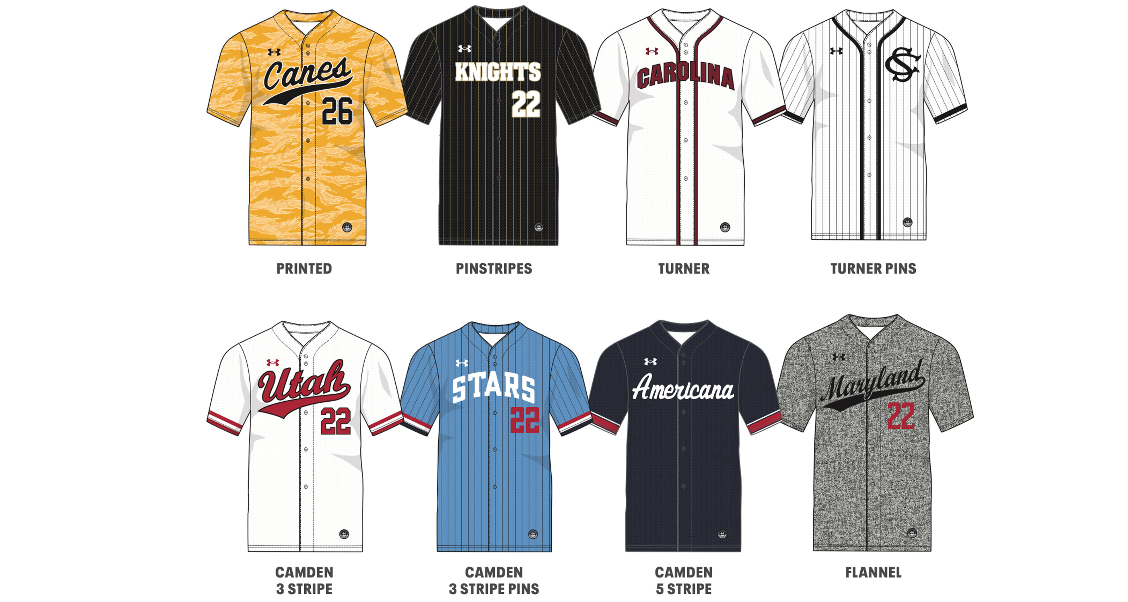 Under Armour Gametime Custom Full Button Baseball Jersey Design Ideas