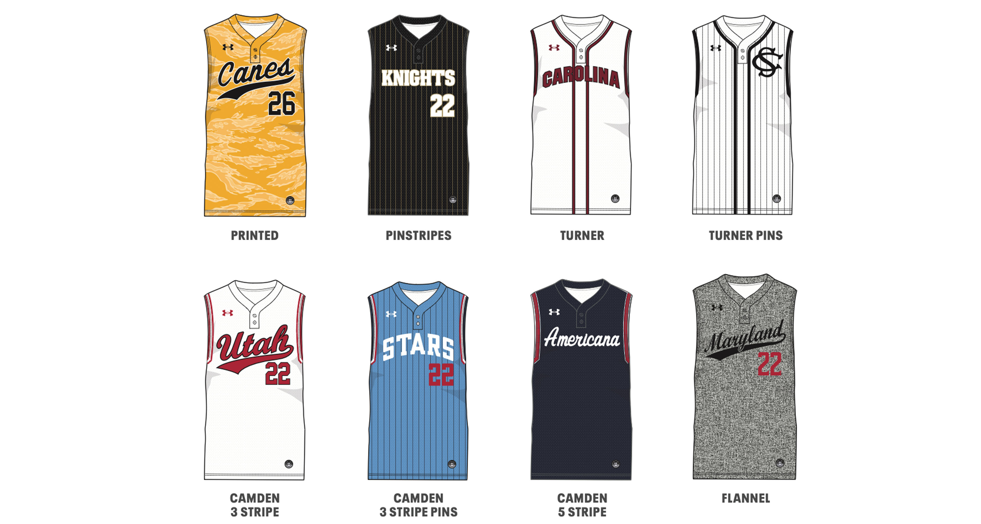 Under Armour Gametime Custom 2 Button Sleeveless Baseball Jersey Design Ideas