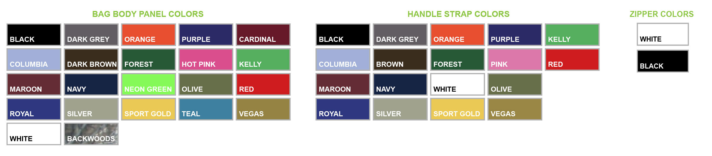 Custom Lacrosse Bag Color Choices
